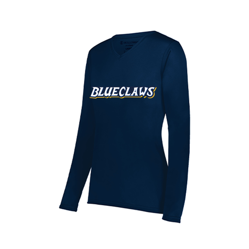 [222824.065.S-LOGO3] Ladies LS Smooth Sport Shirt (Female Adult S, Navy, Logo 3)