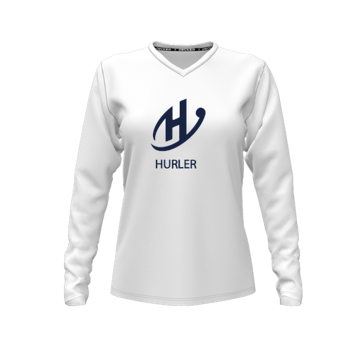 [FTLVCFWH-FYXS-LOGO2] Decker Comfort T-Shirt (Female Youth XS, White, V Neck, Logo 2, Long Sleeve)