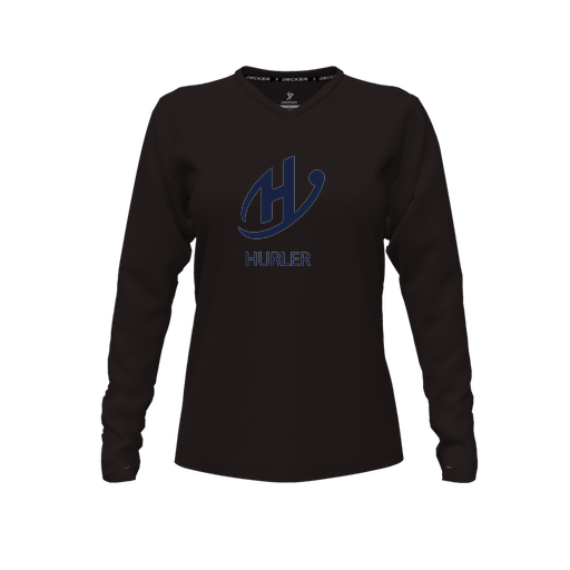 [CUS-DFW-TEES-CMF-VNK-LSL-BLK-FYXS-LOGO2] Comfort T-Shirt (Female Youth XS, Black, V Neck, Logo 2, Long Sleeve)