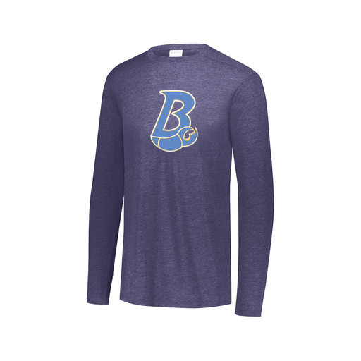[3075.U22.XS-LOGO1] Decker Men's Tri-Blend T-Shirt - Long Sleeve (Adult XS, Navy, Logo 1)