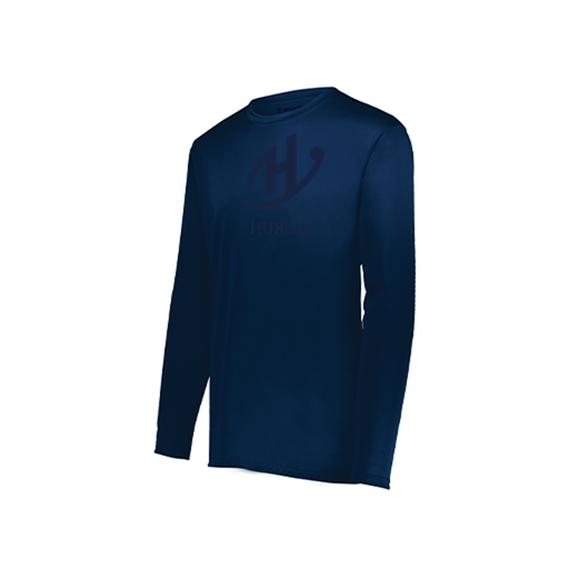 [222823.065.S-LOGO2] Youth LS Smooth Sport Shirt (Youth S, Navy, Logo 2)